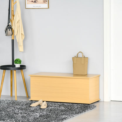 Wooden Storage Chest Ottoman with Lid for Storage in Bedroom Living Room Max. Load 120 kg 100x40x40 cm Natural