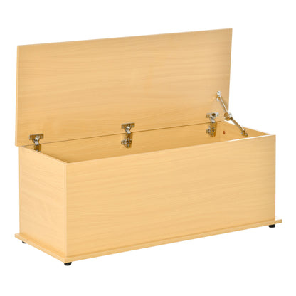 Wooden Storage Chest Ottoman with Lid for Storage in Bedroom Living Room Max. Load 120 kg 100x40x40 cm Natural