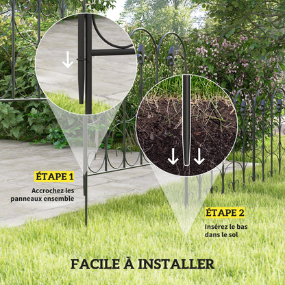 Garden Fence, 62.5x83 cm, rustproof metal wire garden border, barrier for animals, black