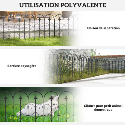 Garden Fence, 62.5x83 cm, rustproof metal wire garden border, barrier for animals, black