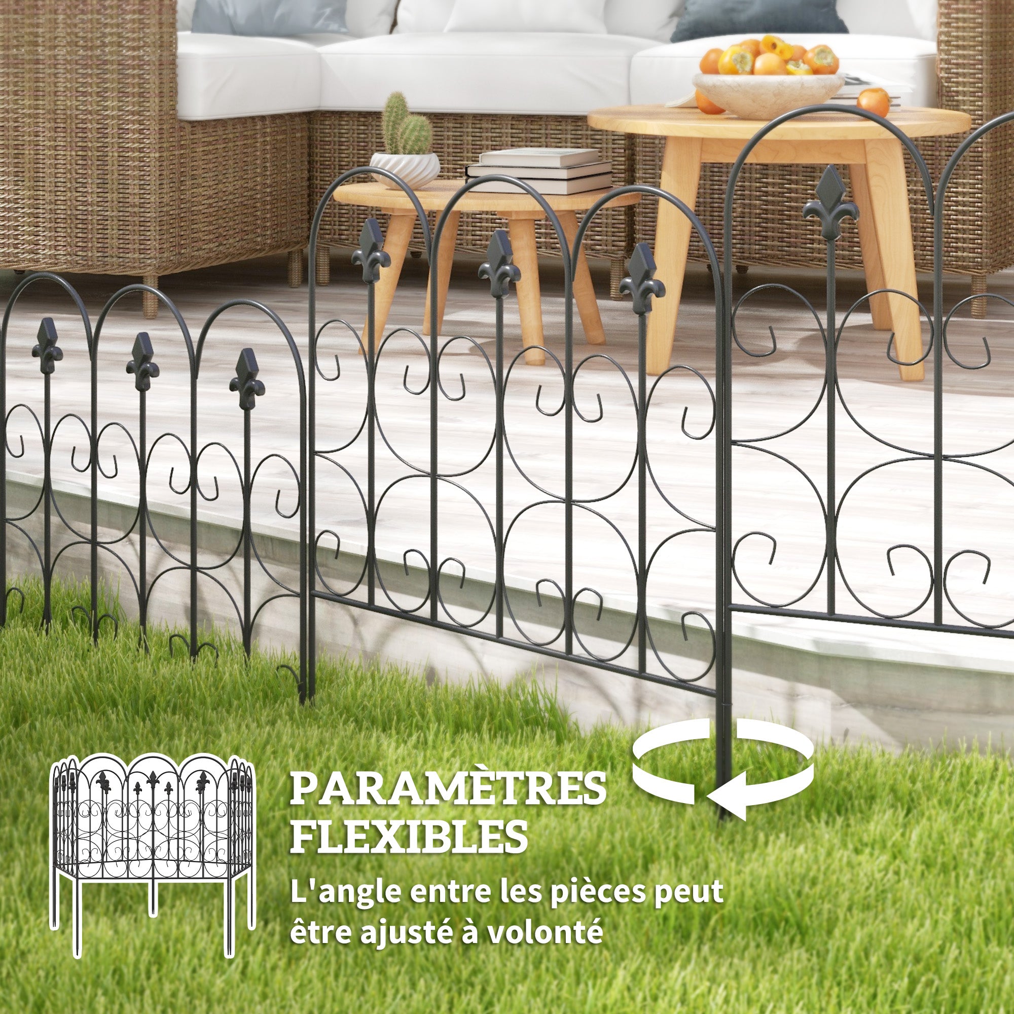 Garden Fence, 62.5x83 cm, rustproof metal wire garden border, barrier for animals, black