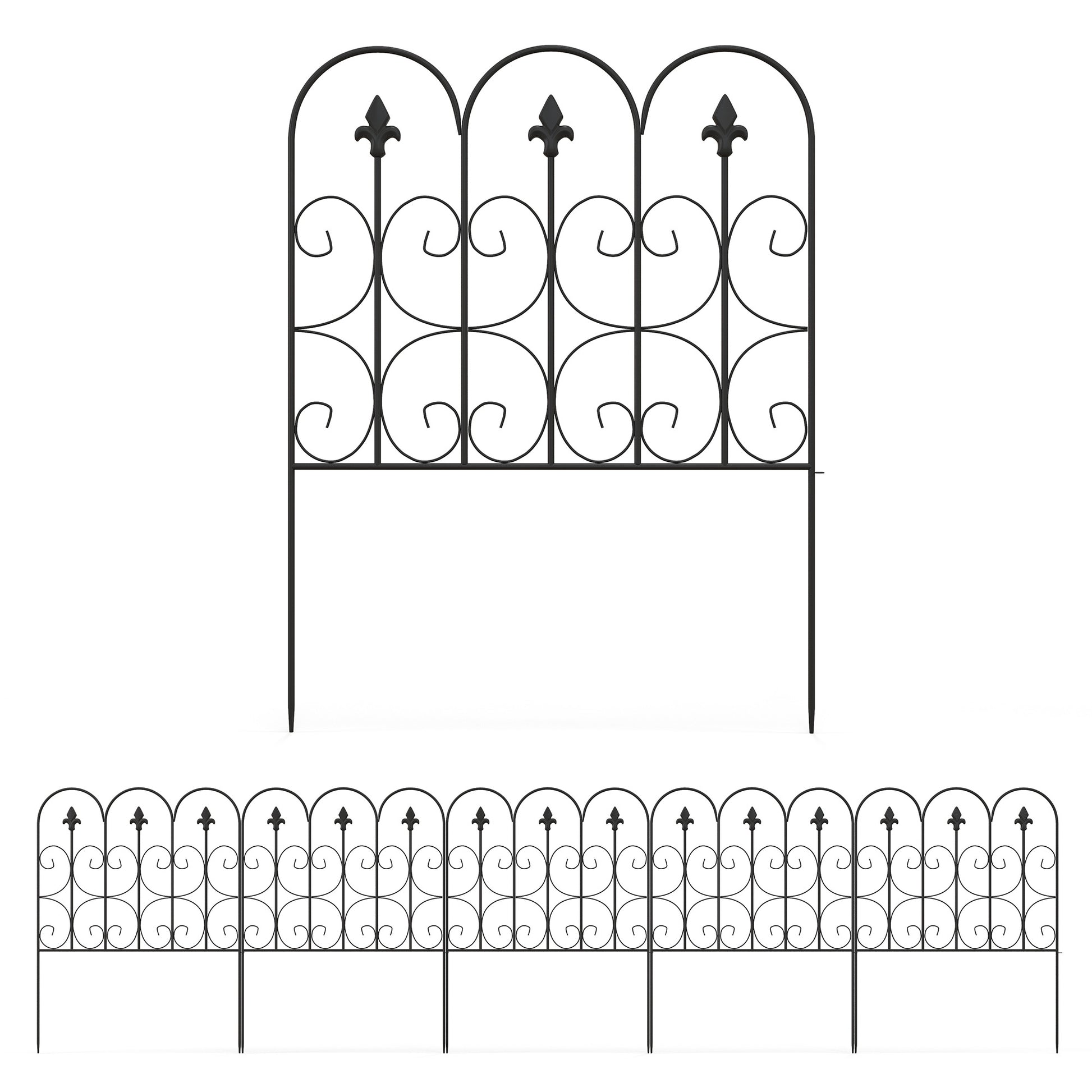 Garden Fence, 62.5x83 cm, rustproof metal wire garden border, barrier for animals, black