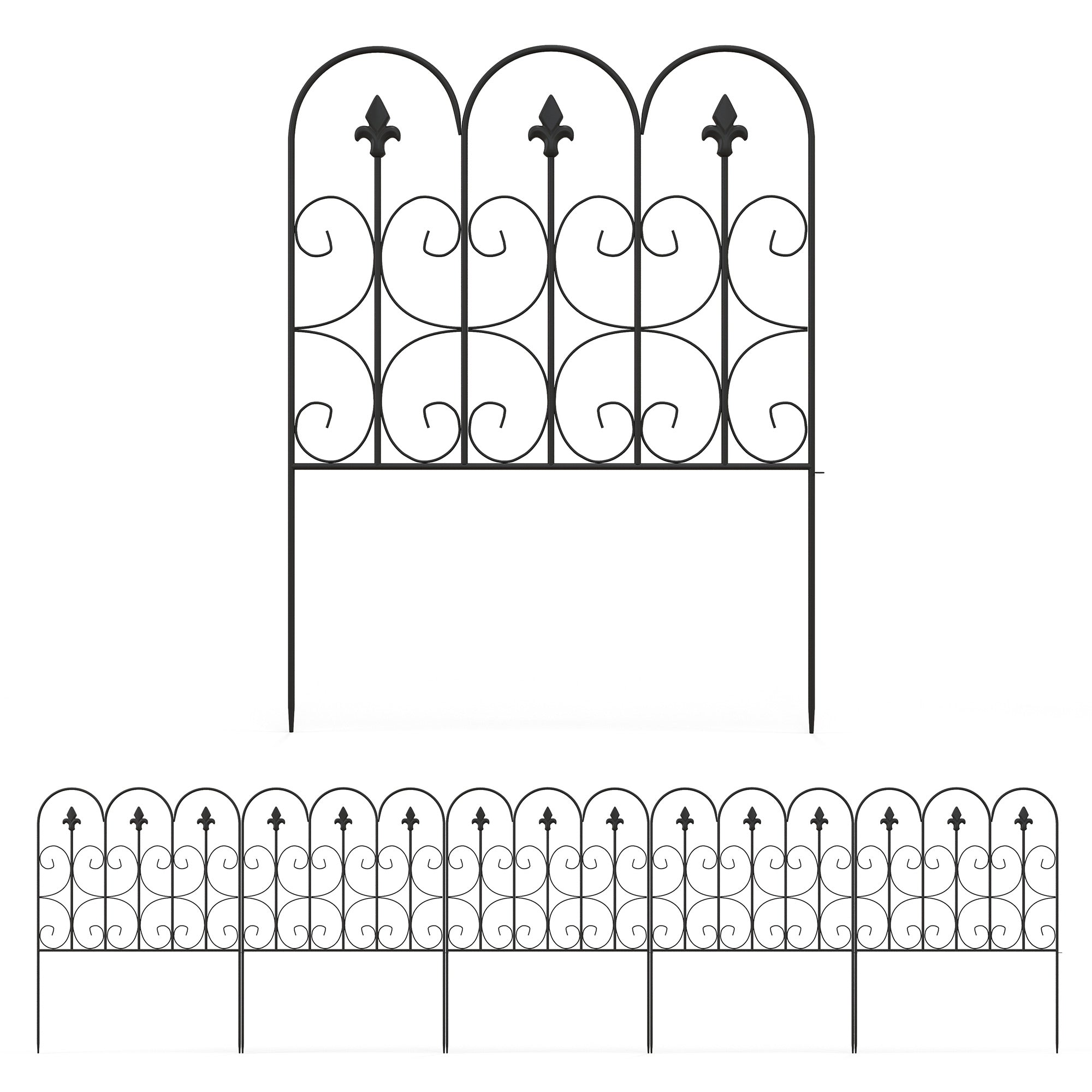 Garden Fence, 62.5x83 cm, rustproof metal wire garden border, barrier for animals, black