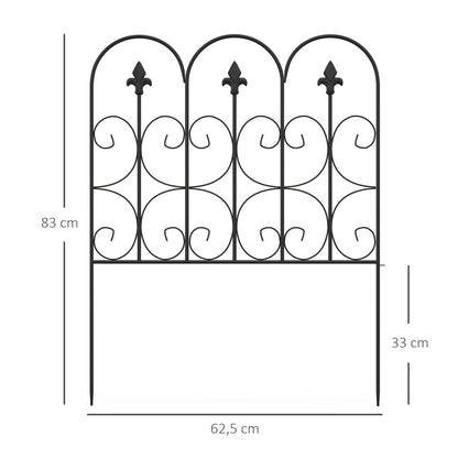 Garden Fence, 62.5x83 cm, rustproof metal wire garden border, barrier for animals, black
