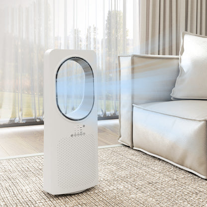 Bladeless Tower Fan for Bedroom – Whisper-Quiet 36 dB, 45° Oscillation, 3 Speeds & Modes, 15-Hour Timer, Remote, White