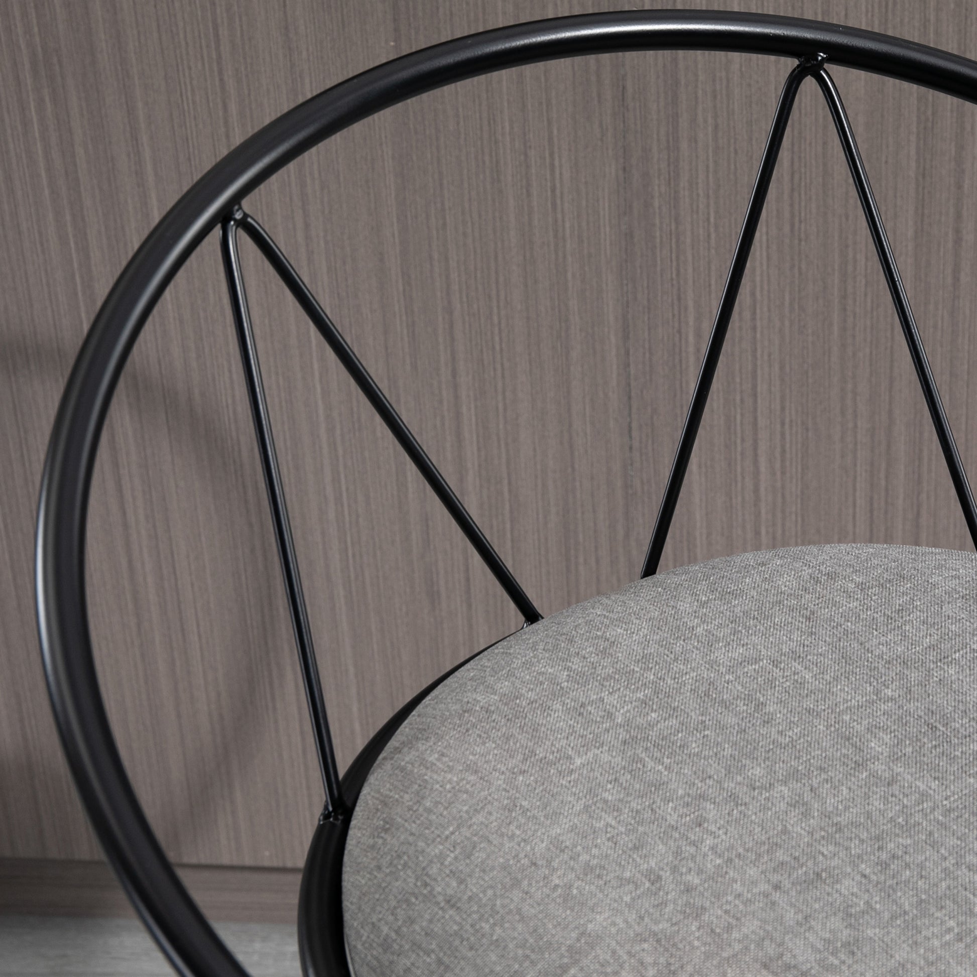 Set of 2 Neo-Retro Design Bar Stools with Adjustable Swivel Metal Footrest Black Grey Linen