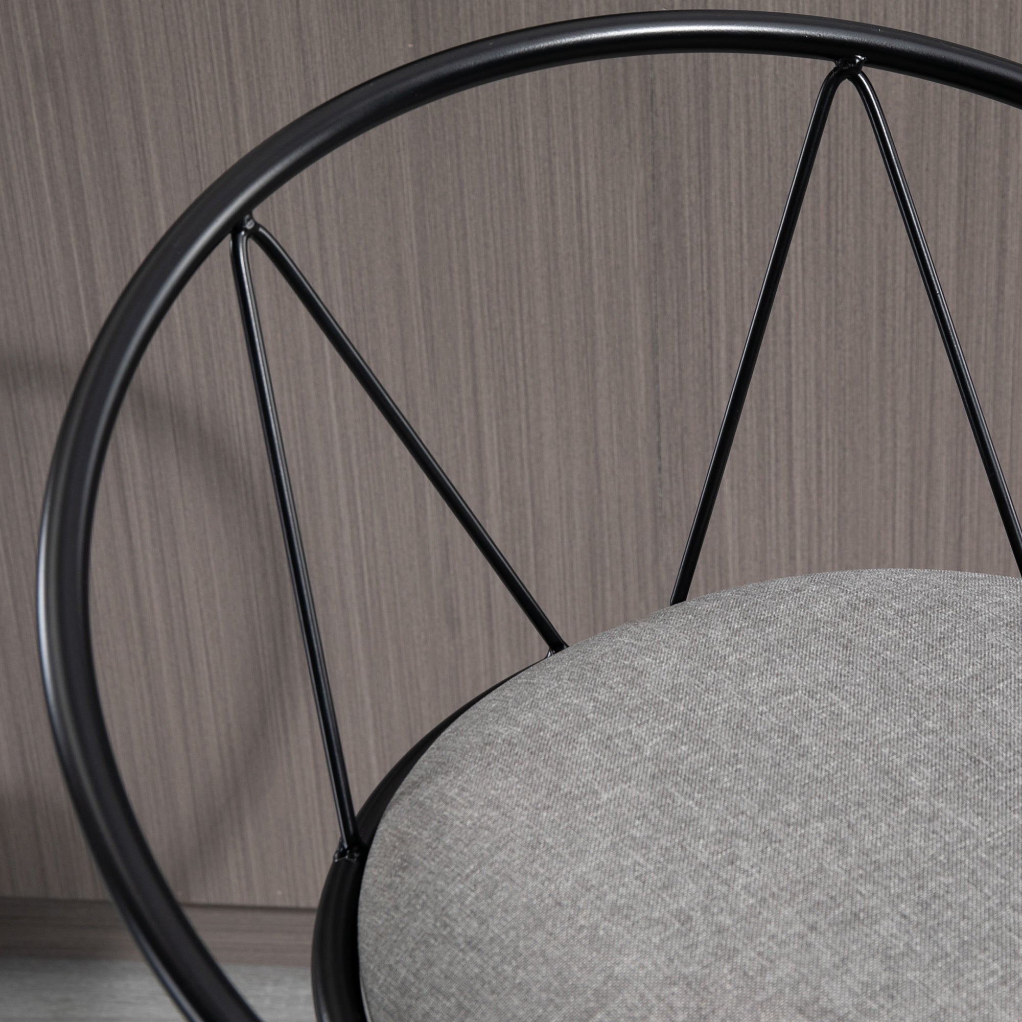 Set of 2 Neo-Retro Design Bar Stools with Adjustable Swivel Metal Footrest Black Grey Linen