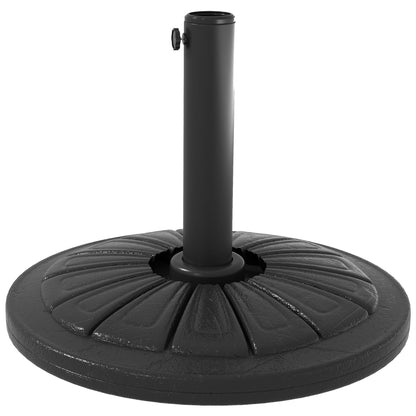 Round Umbrella Base Stand for Sunshade with Fillable HDPE Cement Weight 13 kg for Ø38/48 mm Umbrella Pole Ø43x32 cm Black
