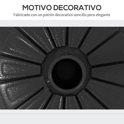 Round Umbrella Base Stand for Sunshade with Fillable HDPE Cement Weight 13 kg for Ø38/48 mm Umbrella Pole Ø43x32 cm Black