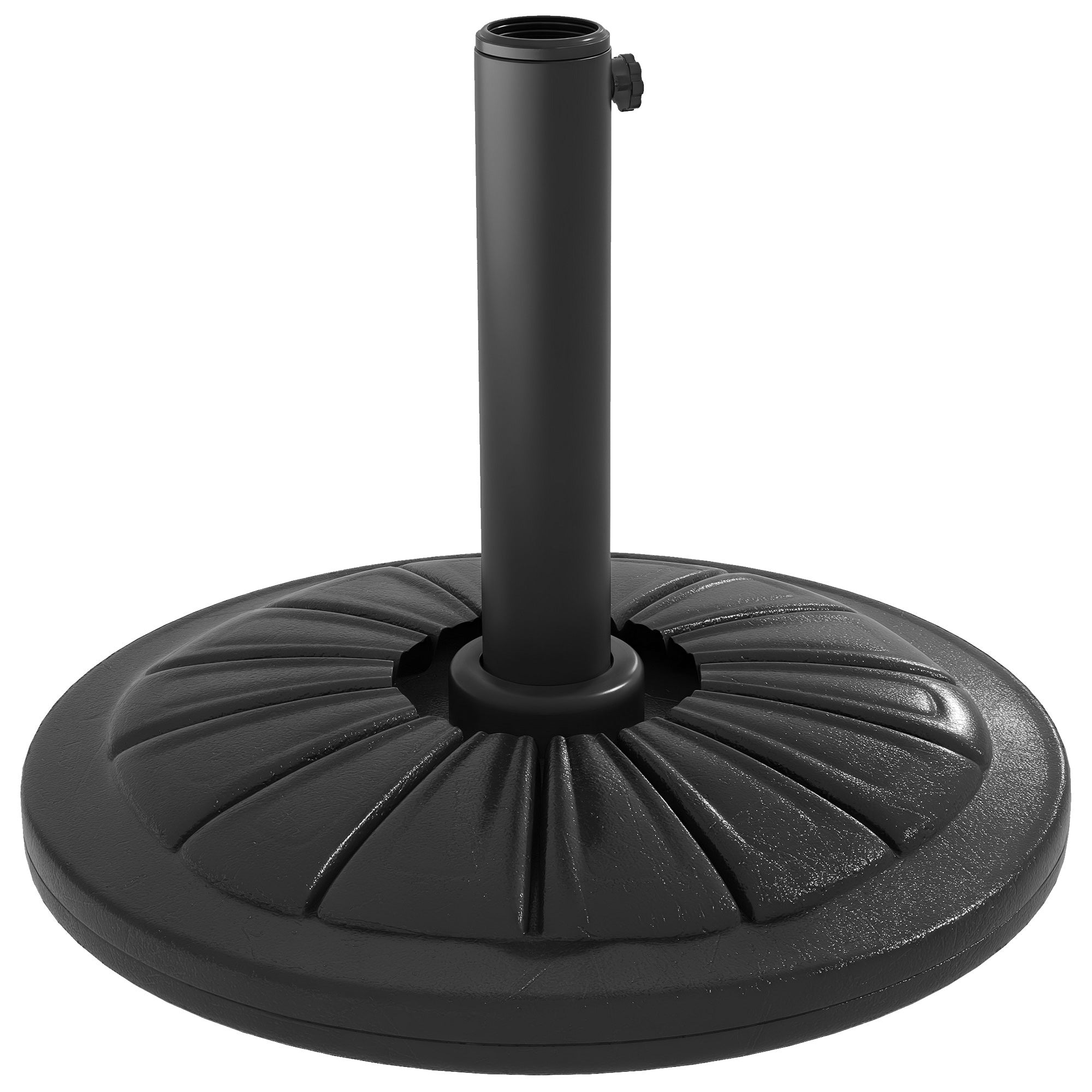 Round Umbrella Base Stand for Sunshade with Fillable HDPE Cement Weight 13 kg for Ø38/48 mm Umbrella Pole Ø43x32 cm Black