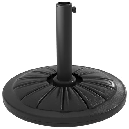 Round Umbrella Base Stand for Sunshade with Fillable HDPE Cement Weight 13 kg for Ø38/48 mm Umbrella Pole Ø43x32 cm Black