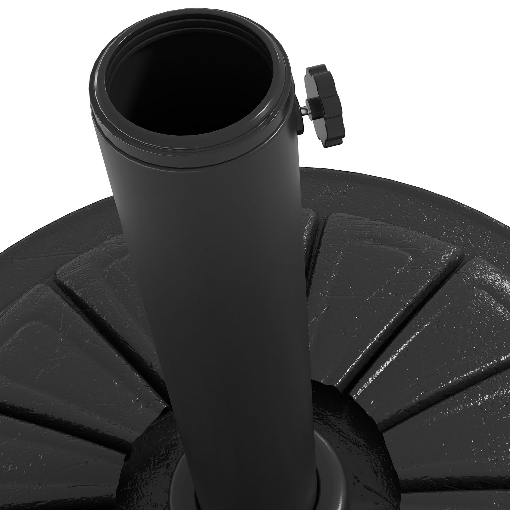 Round Umbrella Base Stand for Sunshade with Fillable HDPE Cement Weight 13 kg for Ø38/48 mm Umbrella Pole Ø43x32 cm Black