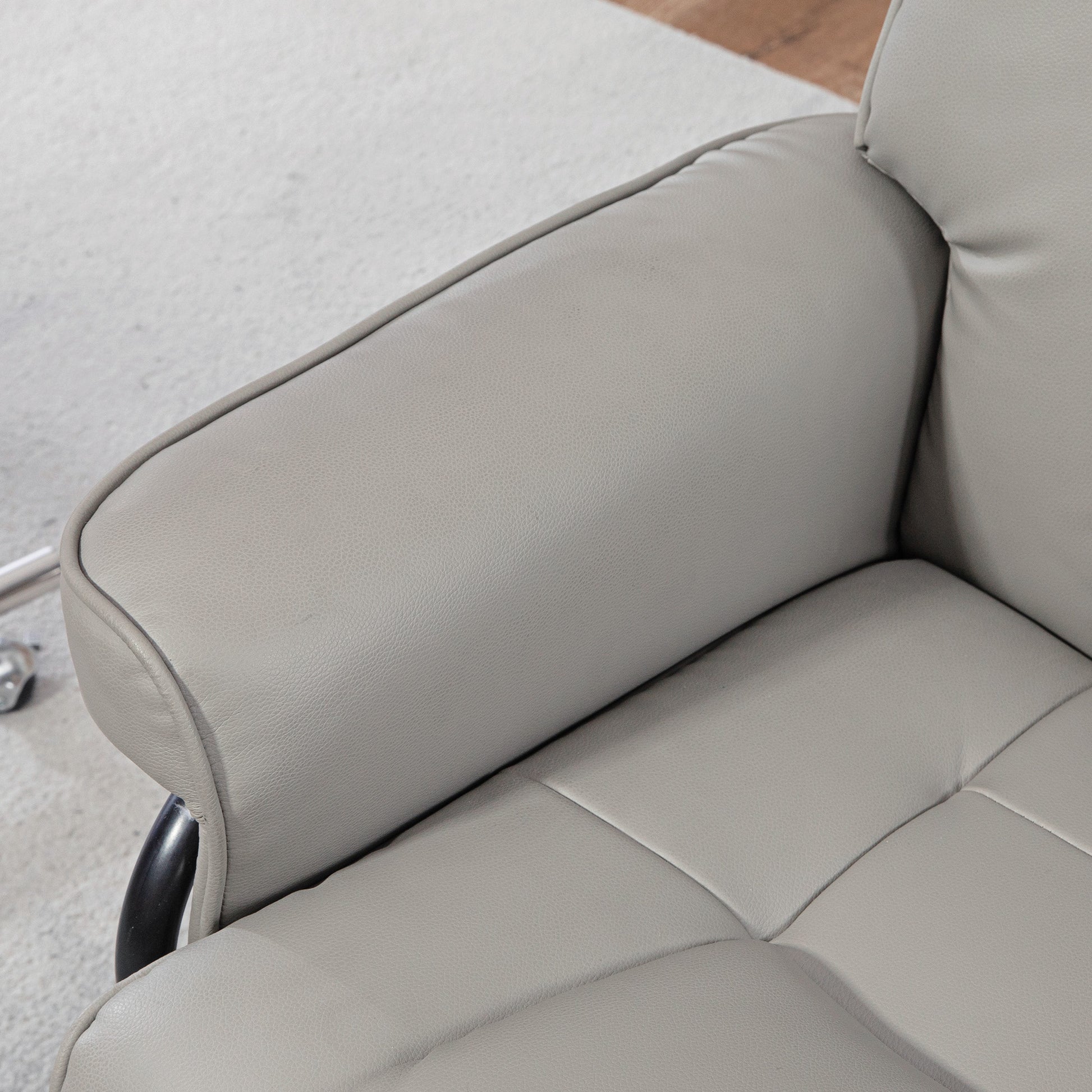 Reclining Chair with Ottoman, Swivel TV Chair with Reclining Function, TV Chair with Wooden Frame, up to 150 kg Capacity, for Living Room, Faux Leather, Gray