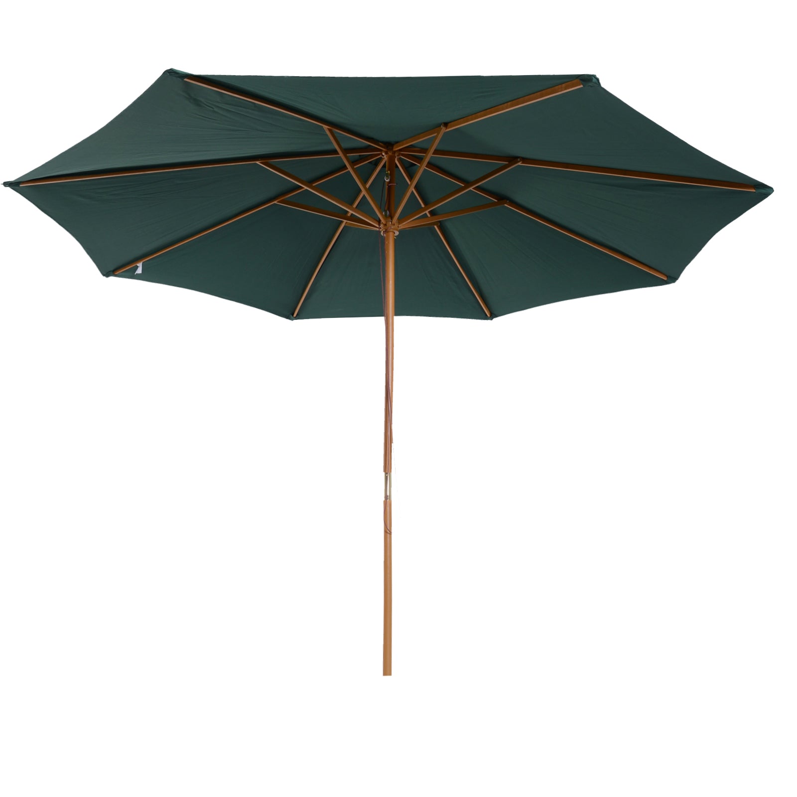 Umbrella Ø300x250 cm Parasol with Wooden Pole and Pulley System of 8 Ribs with Fixing for Garden Patio Terrace Green
