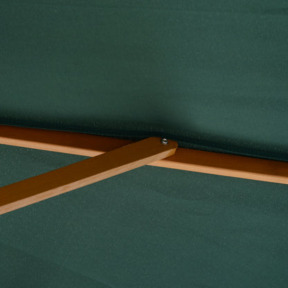 Umbrella Ø300x250 cm Parasol with Wooden Pole and Pulley System of 8 Ribs with Fixing for Garden Patio Terrace Green
