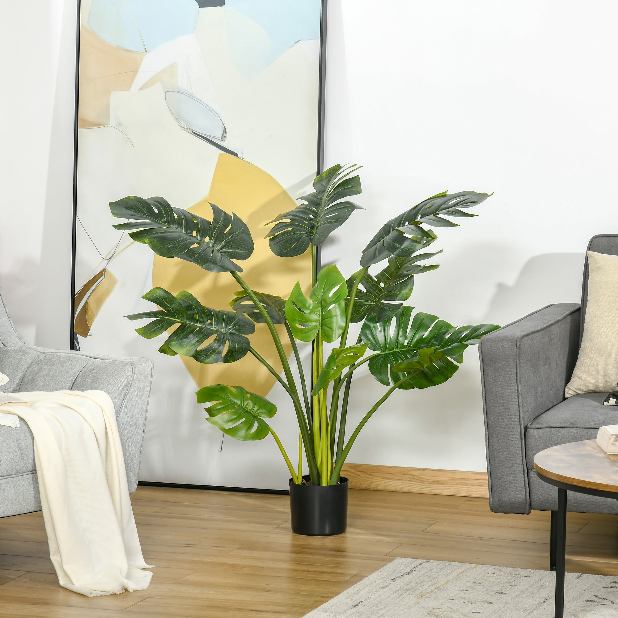 Artificial Plants 110 cm Artificial Monstera Faux Plants in Pot Artificial Tree Indoor Plant Decorative Plant Office Plant Plastic Pot for Indoor and Outdoor Use