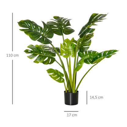 Artificial Plants 110 cm Artificial Monstera Faux Plants in Pot Artificial Tree Indoor Plant Decorative Plant Office Plant Plastic Pot for Indoor and Outdoor Use