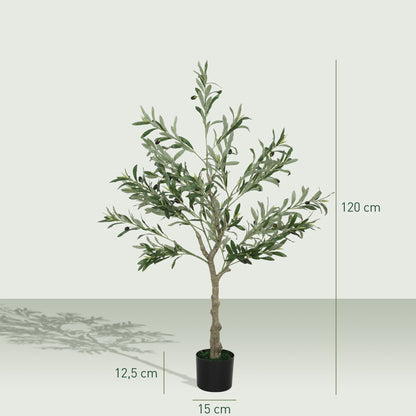 Artificial Olive Tree 120 cm Lifelike Indoor Tree with Realistic Leaves and Fruits, Fake Green Plant Decoration for Home, Office, Living Room, Bedroom
