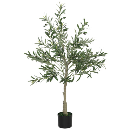 Artificial Olive Tree 120 cm Lifelike Indoor Tree with Realistic Leaves and Fruits, Fake Green Plant Decoration for Home, Office, Living Room, Bedroom