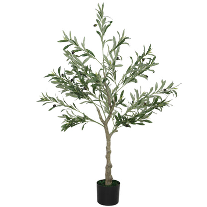 Artificial Olive Tree 120 cm Lifelike Indoor Tree with Realistic Leaves and Fruits, Fake Green Plant Decoration for Home, Office, Living Room, Bedroom
