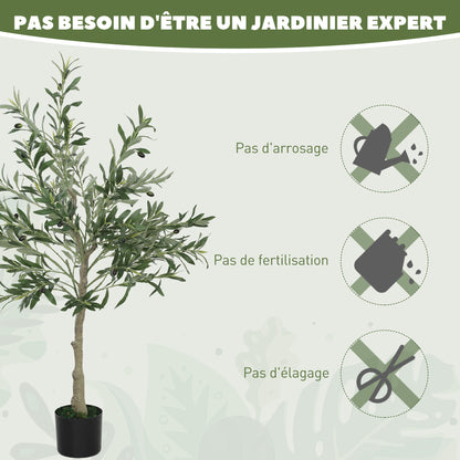 Artificial Olive Tree 120 cm Lifelike Indoor Tree with Realistic Leaves and Fruits, Fake Green Plant Decoration for Home, Office, Living Room, Bedroom