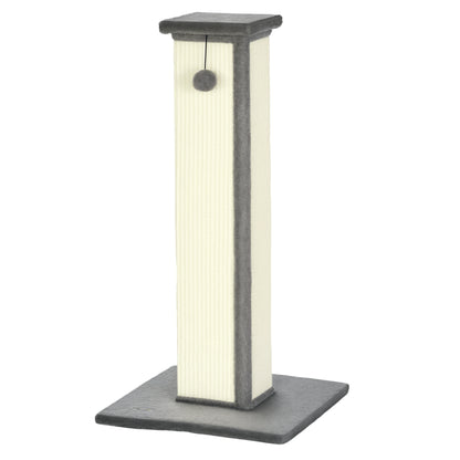 Scratching Post, 81cm Scratching Column, Sisal Cat Scratching Tree with Play Ball, Cat Scratching Furniture for Cats up to 5 kg, Indoor, Gray, Cream