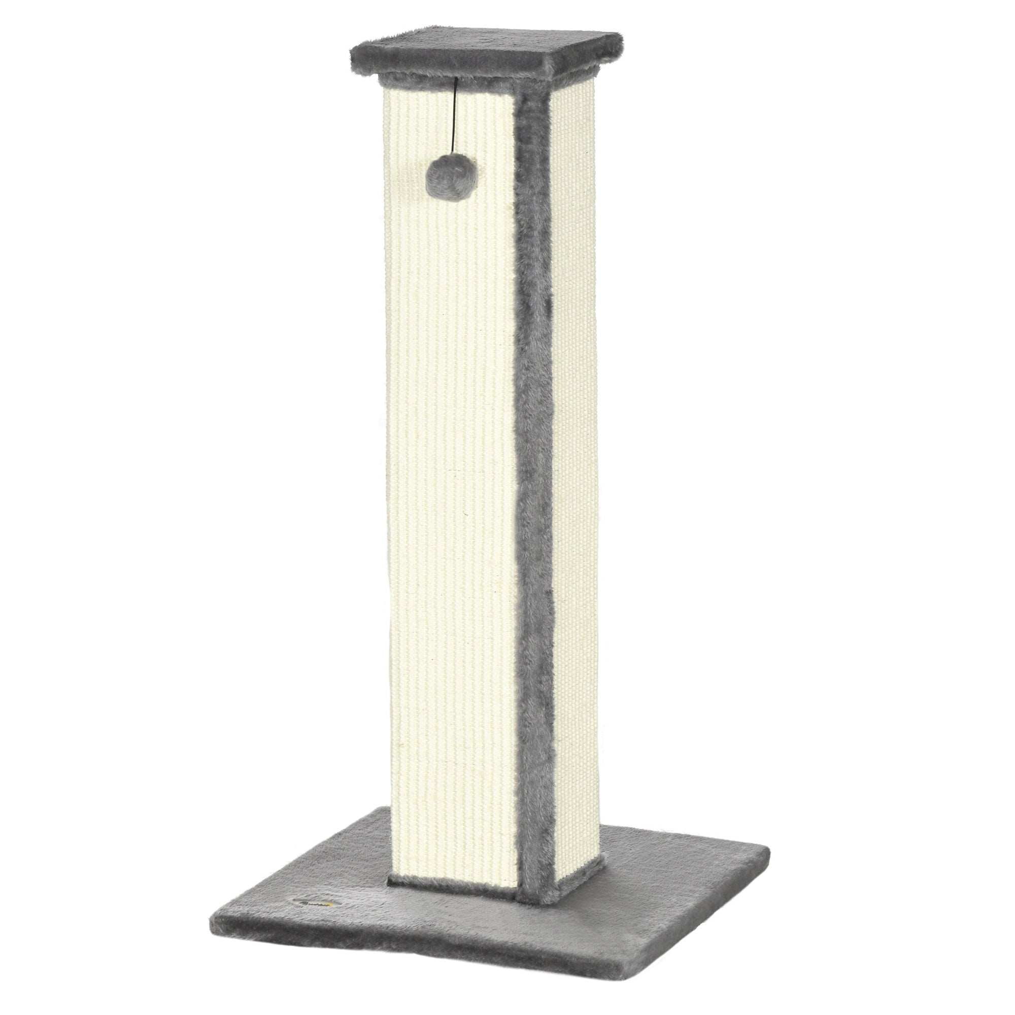 Scratching Post, 81cm Scratching Column, Sisal Cat Scratching Tree with Play Ball, Cat Scratching Furniture for Cats up to 5 kg, Indoor, Gray, Cream