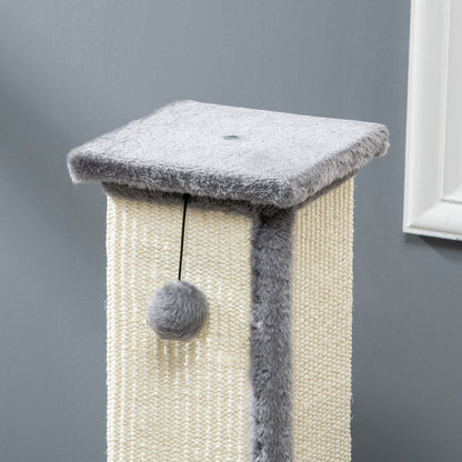 Scratching Post, 81cm Scratching Column, Sisal Cat Scratching Tree with Play Ball, Cat Scratching Furniture for Cats up to 5 kg, Indoor, Gray, Cream