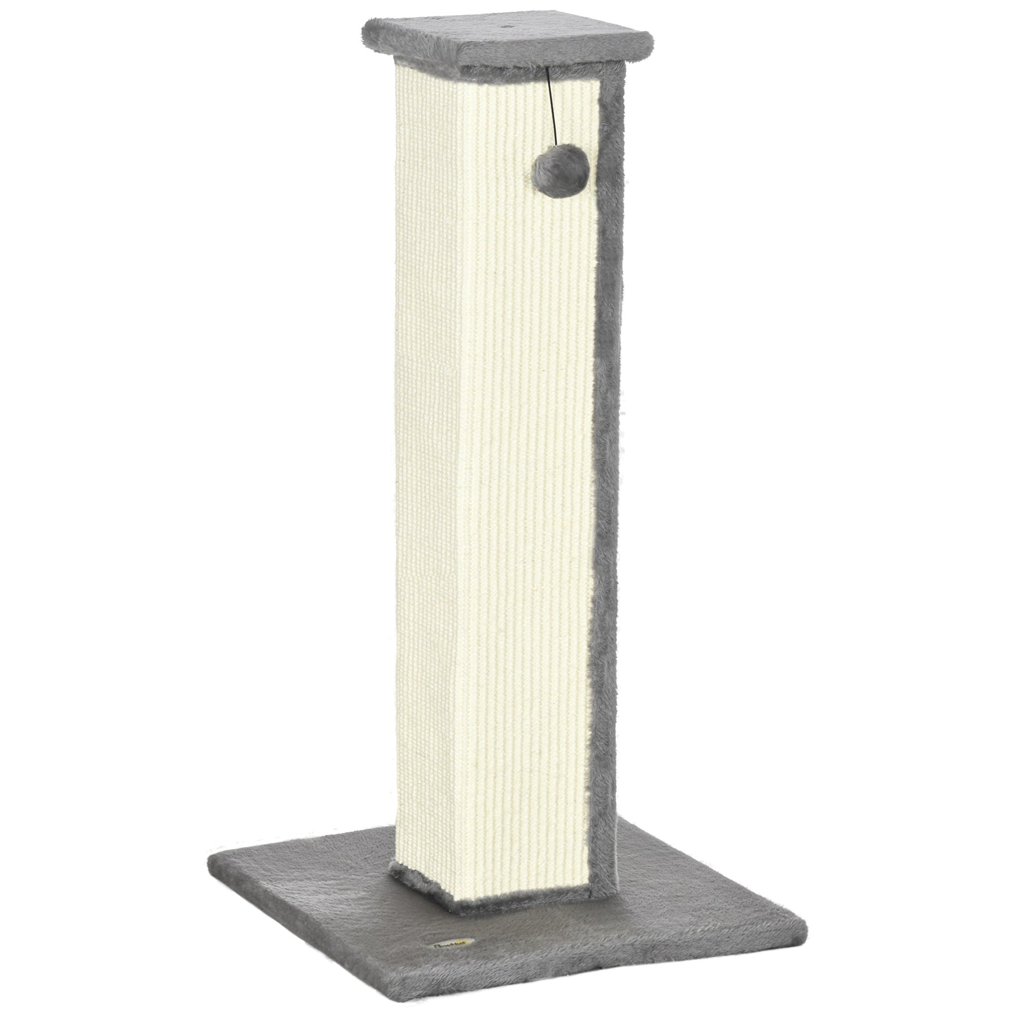 Scratching Post, 81cm Scratching Column, Sisal Cat Scratching Tree with Play Ball, Cat Scratching Furniture for Cats up to 5 kg, Indoor, Gray, Cream