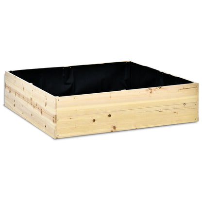 Raised Garden Bed in Wood, Garden Planter for Plants, Vegetables, and Herbs, 117x117x30cm