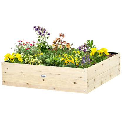 Raised Garden Bed in Wood, Garden Planter for Plants, Vegetables, and Herbs, 117x117x30cm