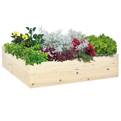 Raised Garden Bed in Wood, Garden Planter for Plants, Vegetables, and Herbs, 117x117x30cm