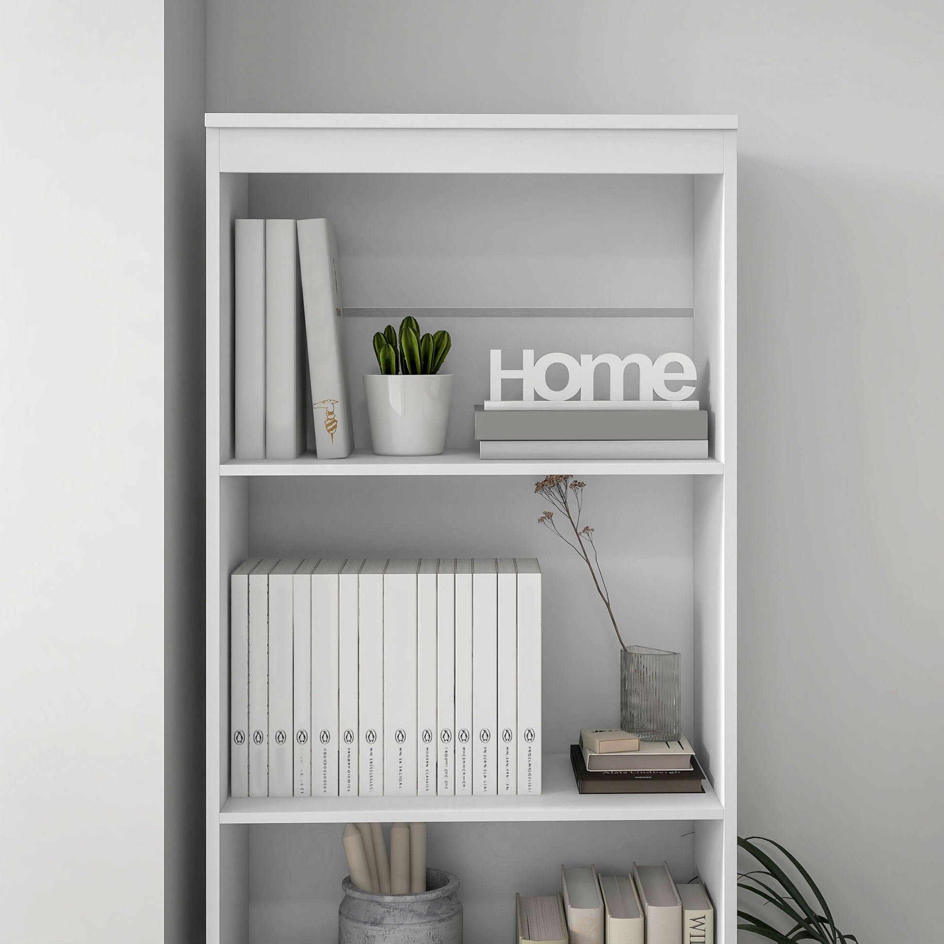 Bookcase Storage Cabinet High 180 cm with 3 Shelves and 3 Drawers in White Wood 60 x 35 x 180 cm
