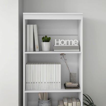 Bookcase Storage Cabinet High 180 cm with 3 Shelves and 3 Drawers in White Wood 60 x 35 x 180 cm