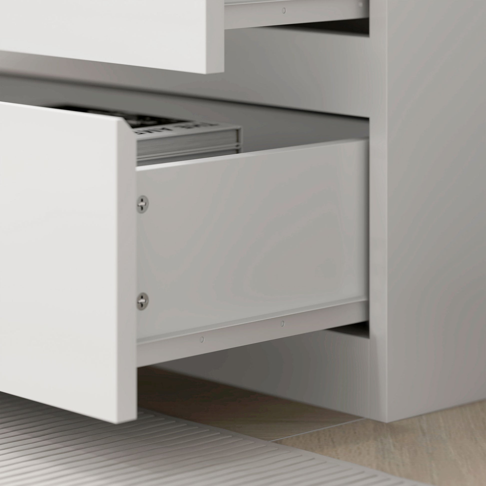 Bookcase Storage Cabinet High 180 cm with 3 Shelves and 3 Drawers in White Wood 60 x 35 x 180 cm