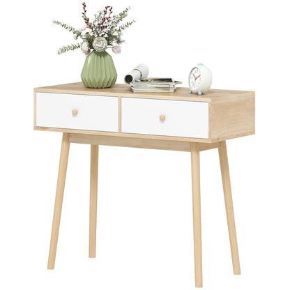 Narrow Console Table Entryway Console Table Sofa Table with 2 Drawers Modern Style for Hallway Entryway Living Room Bedroom Oak