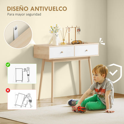 Narrow Console Table Entryway Console Table Sofa Table with 2 Drawers Modern Style for Hallway Entryway Living Room Bedroom Oak