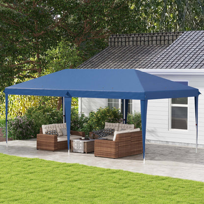 Folding Gazebo 6x3 m Foldable Canopy with 3-Level Adjustable Height UV-Resistant Awning and Carrying Bag for Camping Parties Blue