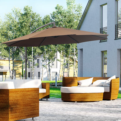 Cantilever Umbrella Ø300 cm tiltable Sunshade with UV Protection Crank Umbrella with Stand, Crank Mechanism, Market Umbrella Garden Umbrella Sun Protection for Balcony Garden Terrace Coffee