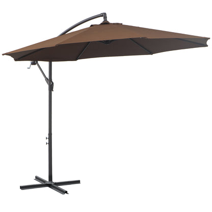 Cantilever Umbrella Ø300 cm tiltable Sunshade with UV Protection Crank Umbrella with Stand, Crank Mechanism, Market Umbrella Garden Umbrella Sun Protection for Balcony Garden Terrace Coffee