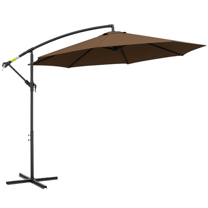 Cantilever Umbrella Ø300 cm tiltable Sunshade with UV Protection Crank Umbrella with Stand, Crank Mechanism, Market Umbrella Garden Umbrella Sun Protection for Balcony Garden Terrace Coffee