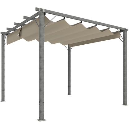 Pergola approx. 3x3m Garden Pavilion with Magnetic Pad, Aluminum Terrace Roof, Garden Pavilion with Adjustable Roof, Freestanding, UV Protection 30+, for Terrace and Garden, Gray