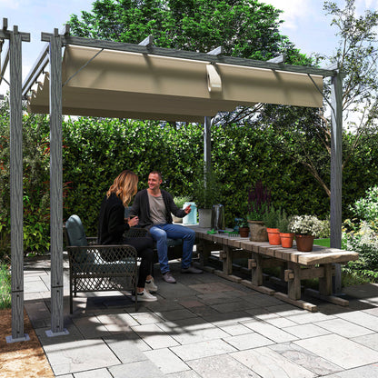 Pergola approx. 3x3m Garden Pavilion with Magnetic Pad, Aluminum Terrace Roof, Garden Pavilion with Adjustable Roof, Freestanding, UV Protection 30+, for Terrace and Garden, Gray