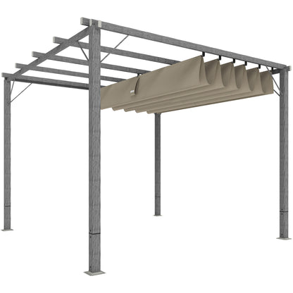 Pergola approx. 3x3m Garden Pavilion with Magnetic Pad, Aluminum Terrace Roof, Garden Pavilion with Adjustable Roof, Freestanding, UV Protection 30+, for Terrace and Garden, Gray