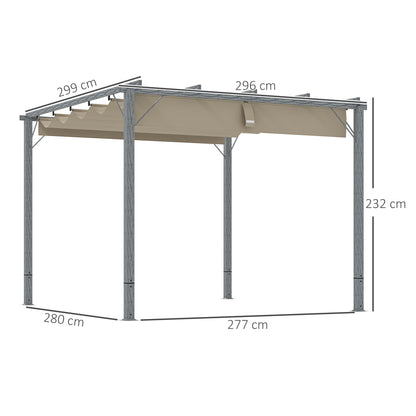 Pergola approx. 3x3m Garden Pavilion with Magnetic Pad, Aluminum Terrace Roof, Garden Pavilion with Adjustable Roof, Freestanding, UV Protection 30+, for Terrace and Garden, Gray