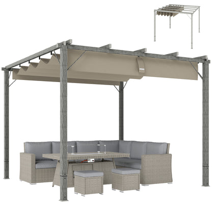 Pergola approx. 3x3m Garden Pavilion with Magnetic Pad, Aluminum Terrace Roof, Garden Pavilion with Adjustable Roof, Freestanding, UV Protection 30+, for Terrace and Garden, Gray