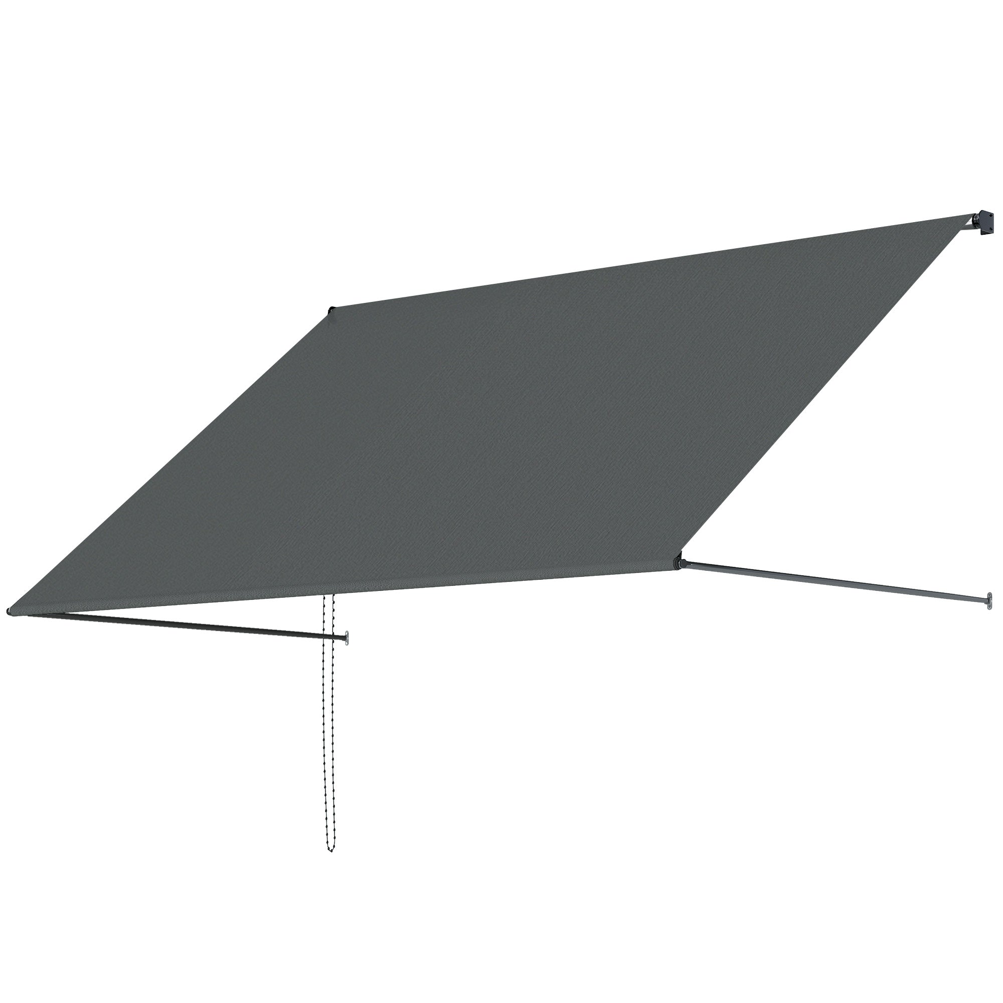 Manual Retractable Awning, Adjustable Tilt, 195 x 120 cm (76.8" x 47.2"), Aluminum & Polyester, Dark Gray