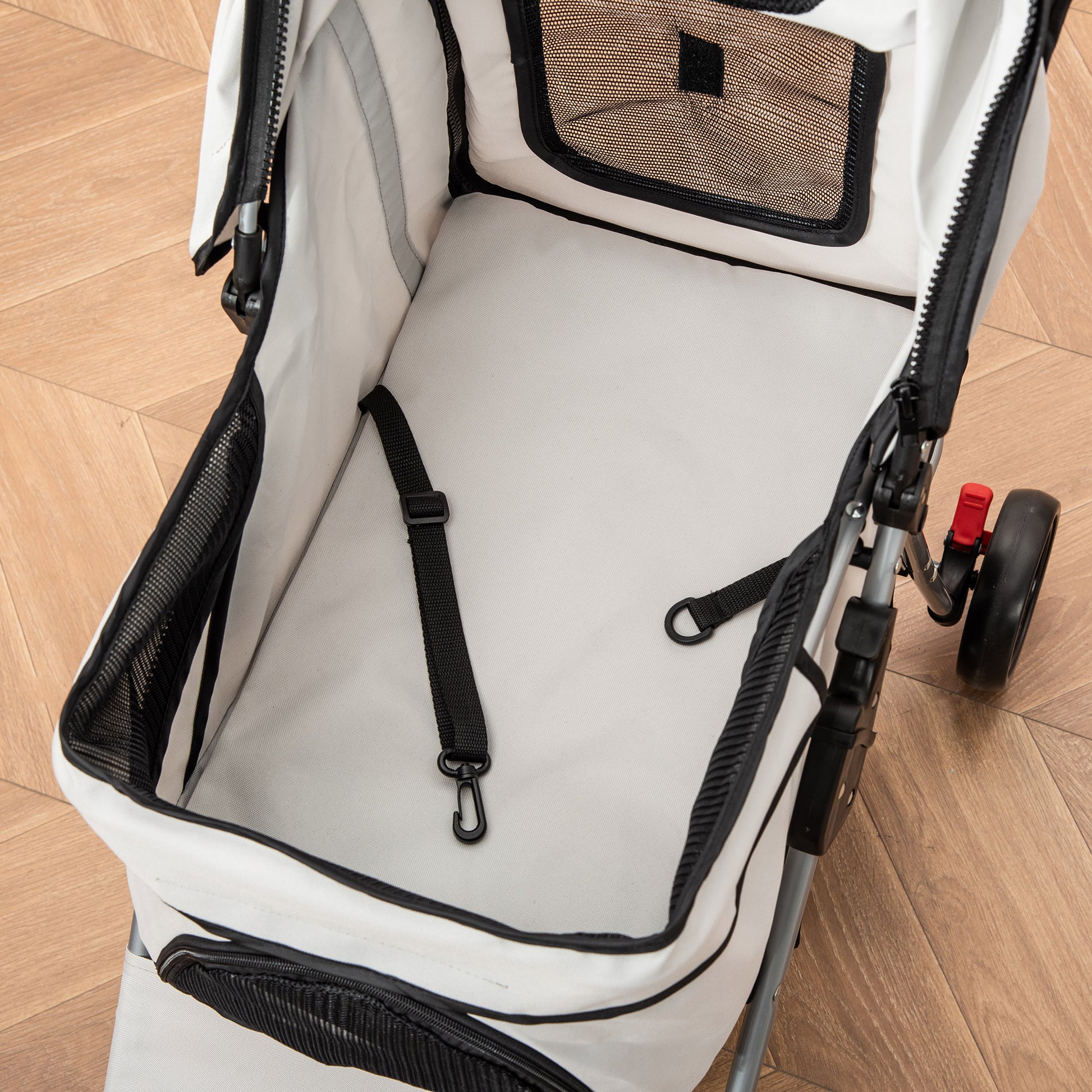 Folding Dog Stroller Pet Stroller for Small Dogs with Adjustable Canopy Storage Basket 2 Universal Wheels Load 15 kg 75x46x94 cm Gray