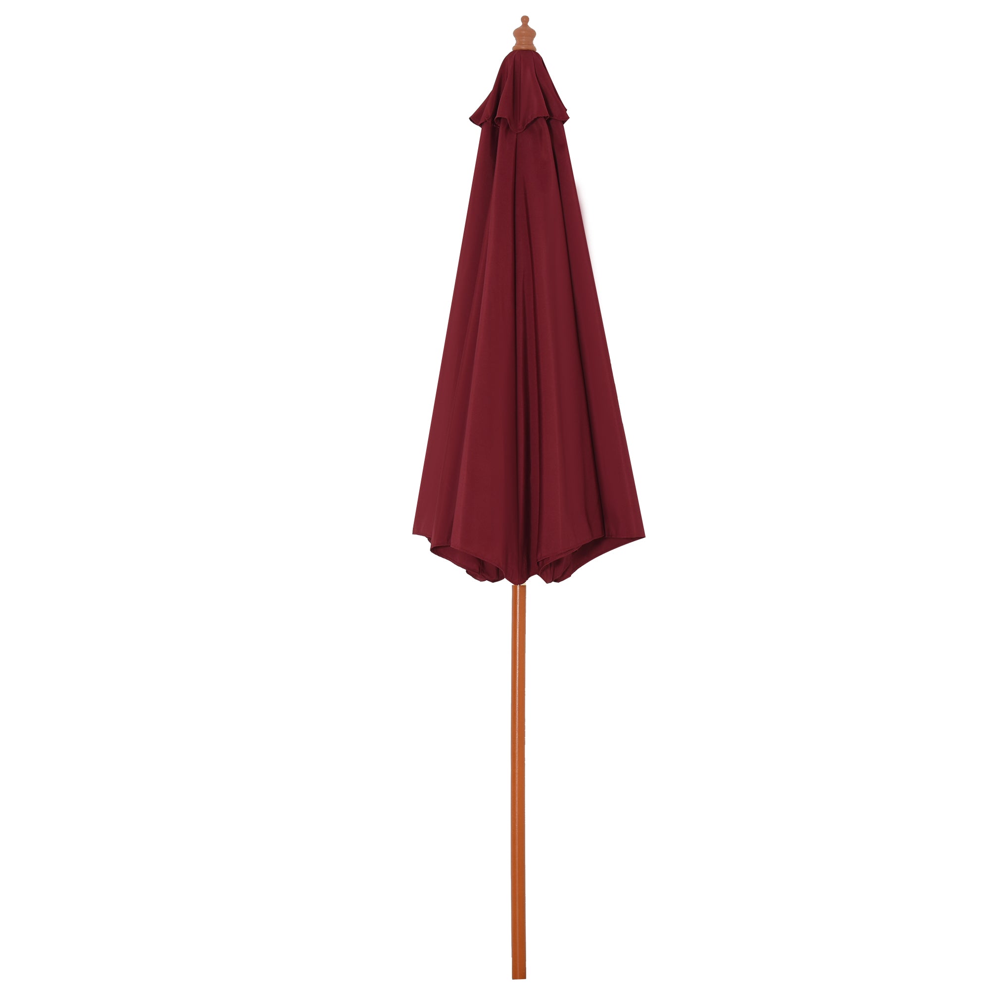 Garden Umbrella Ø2.6x2.5 m with Windproof Red Polyester Canopy and Wood Pole