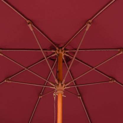 Garden Umbrella Ø2.6x2.5 m with Windproof Red Polyester Canopy and Wood Pole